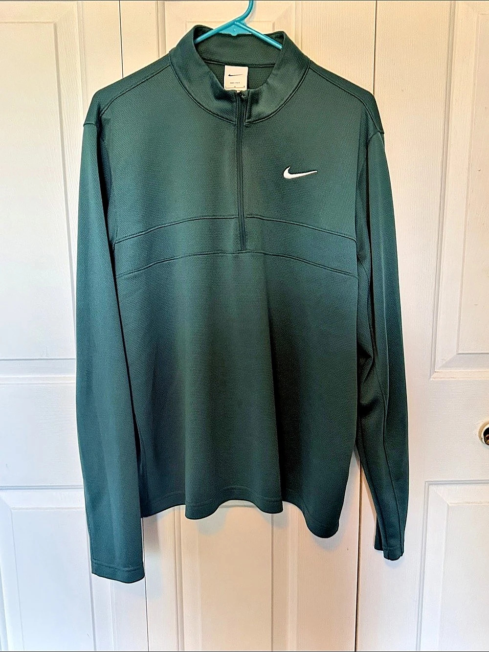 Nike Dri-FIT Men's Green Quarter-Zip Pullover Large EUC B57